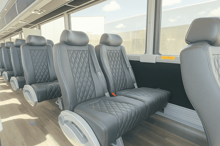 interior of Trenton Shuttle Bus Company charter bus